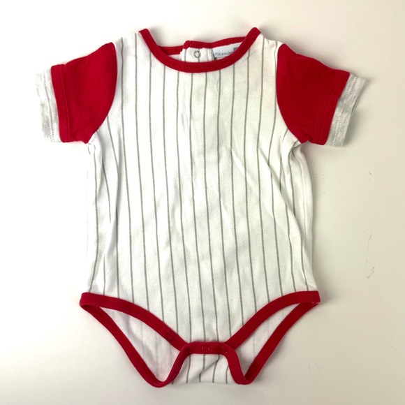 Vitamins Baby Red and White Striped Bodysuit - Picture 1 of 3